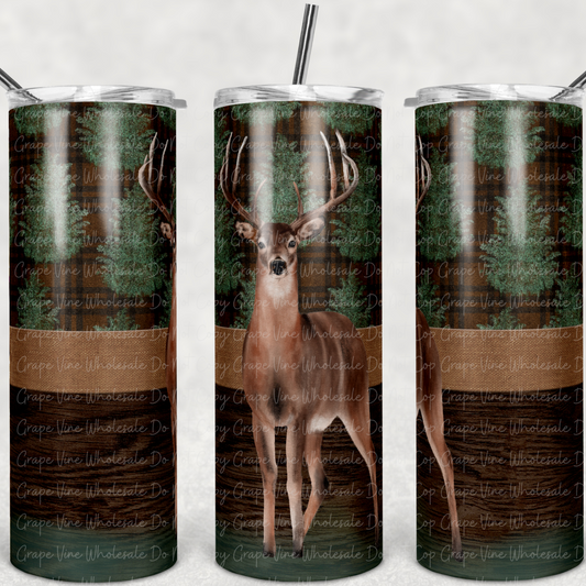 Deer and Christmas Trees  20oz Skinny Tumbler Grape Vine Wholesale