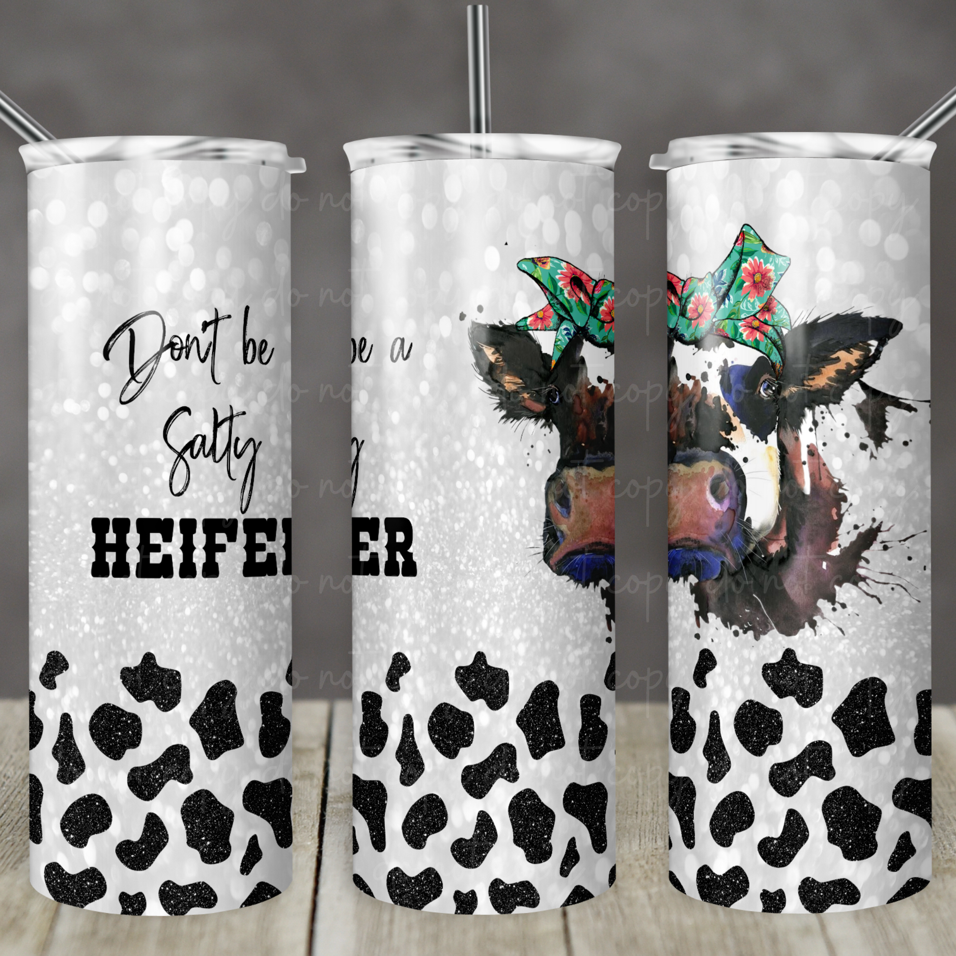 Don't be a Salty Heifer 20oz Skinny Tumbler Grape Vine Wholesale