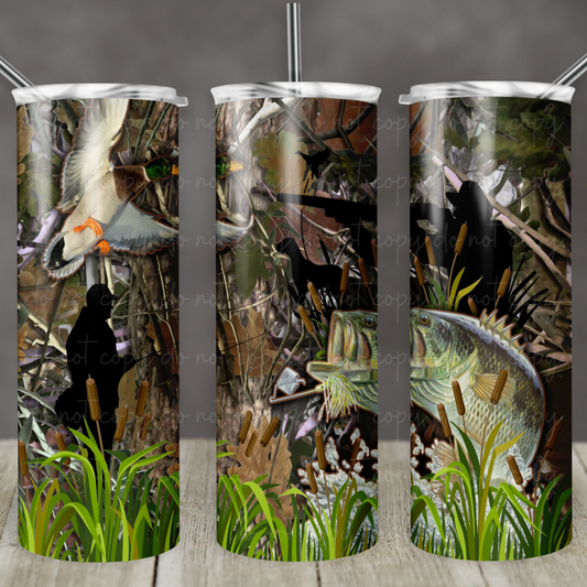 Duck hunting and Fishing 20oz Skinny Tumbler Grape Vine Wholesale