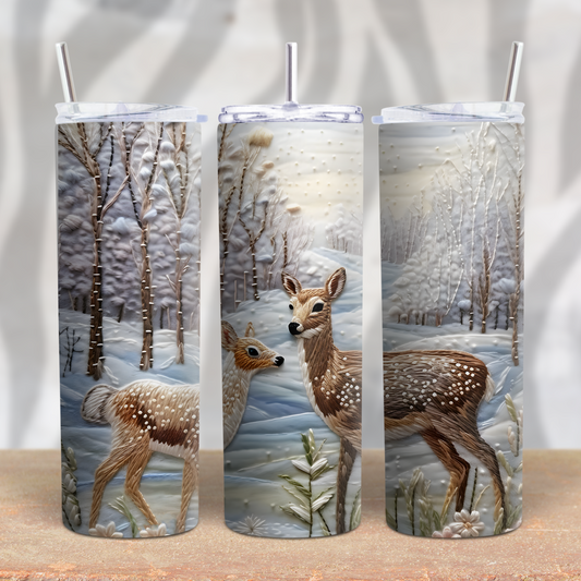 Embroidered Doe and Fawn 20oz Skinny Tumbler Grape Vine Wholesale