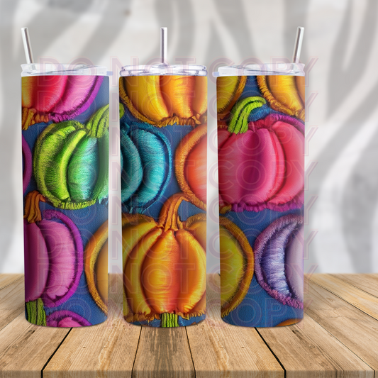 Embroidered Pumpkins 20oz Skinny Tumbler Grape Vine Wholesale