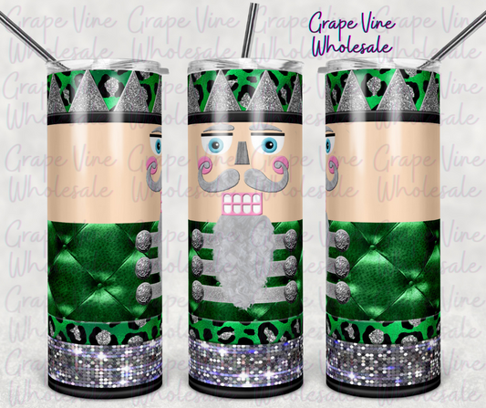 Emerald & Leopard Print Nutcracker 20oz Skinny Tumbler Grape Vine Wholesale