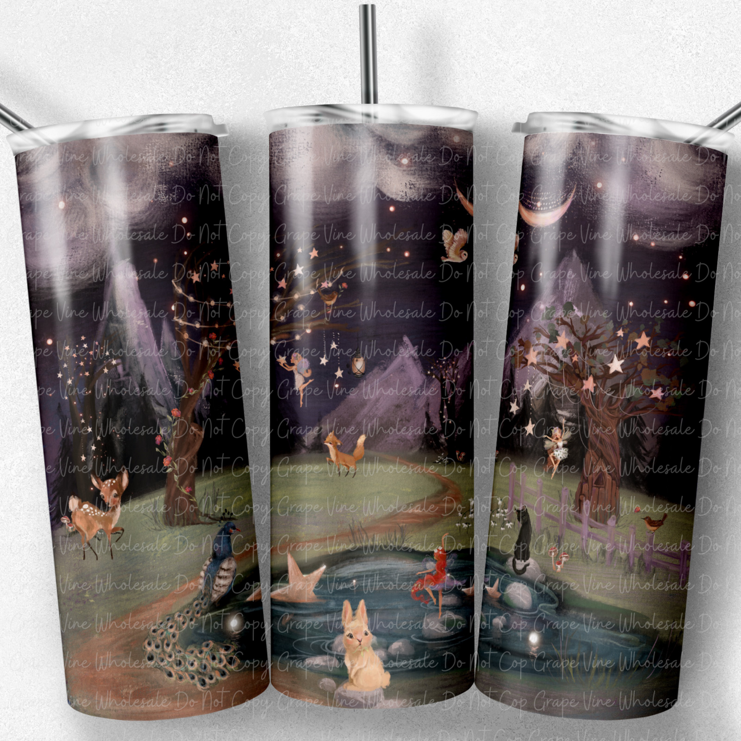 Enchanted Fairy forest 20oz Skinny Tumbler Grape Vine Wholesale