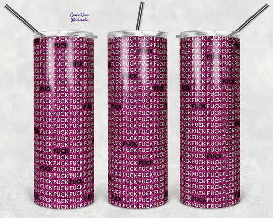 F BOMB Hot Pink Glitter Burst 20oz Skinny Tumbler Grape Vine Wholesale