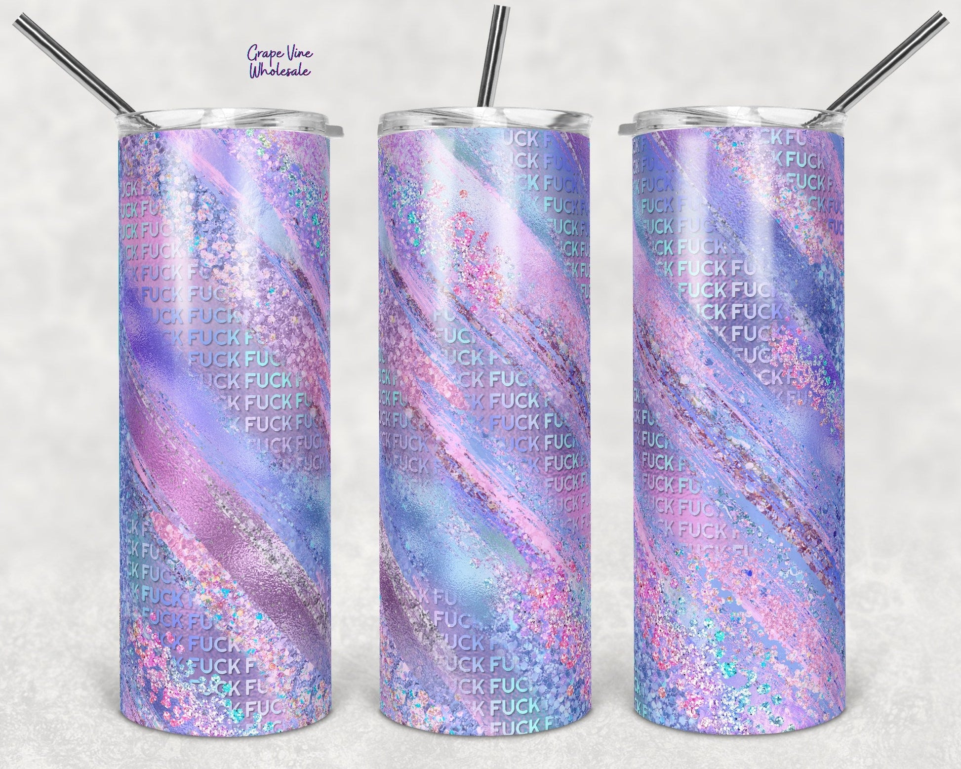 F BOMB Pastel Multi Colored Milky Way 20oz Skinny Tumbler Grape Vine Wholesale