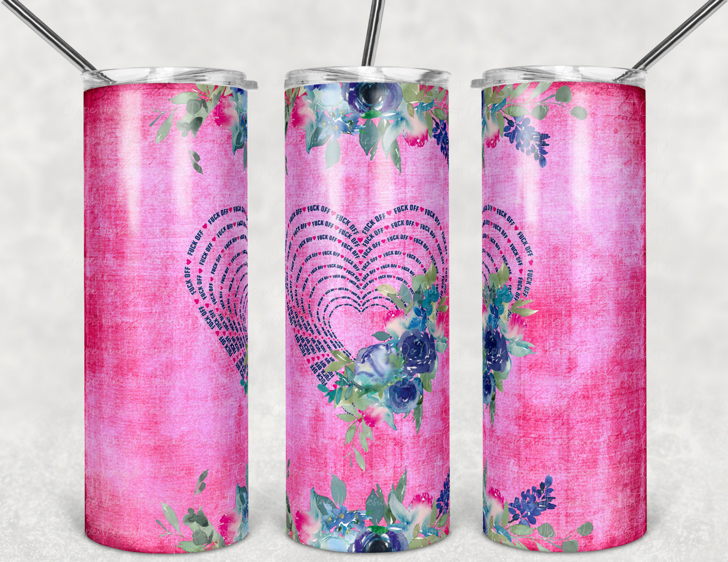 F-Off Pink Anti-Valentine 20oz Skinny Tumbler Grape Vine Wholesale