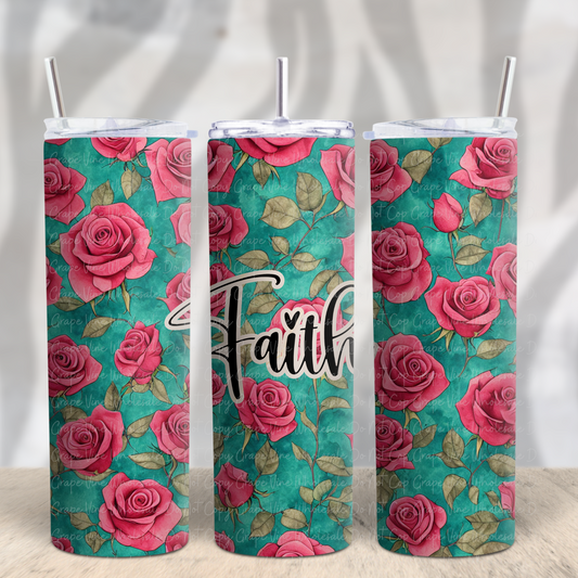 Faith and Roses 20oz Skinny Tumbler Grape Vine Wholesale