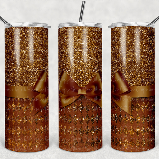 Fall Bow (orange glitter) 20oz Skinny Tumbler Grape Vine Wholesale