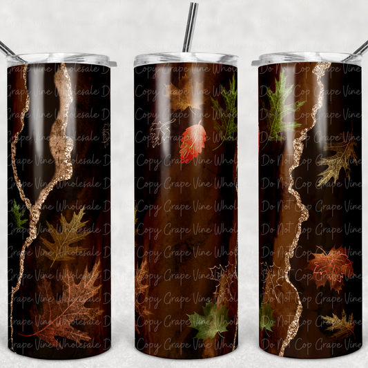 Fall Leaves (Bown Marble) 20oz Skinny Tumbler Grape Vine Wholesale