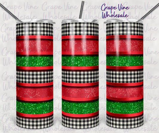 Farmhouse Plaid & Striped 20oz Skinny Tumbler Grape Vine Wholesale