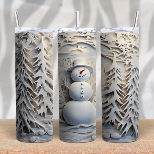 Faux 3D Snowman 20oz Skinny Tumbler Grape Vine Wholesale