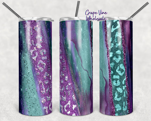 Follow The Teal Cheetah Print Road 20oz Skinny Tumbler Grape Vine Wholesale