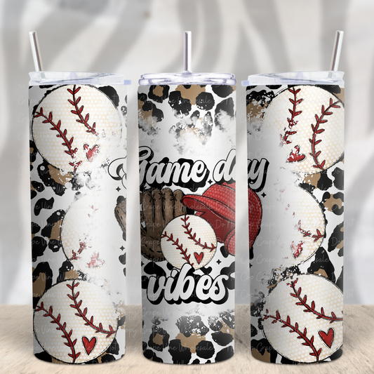 Game Day Vibes (baseball)  20oz Skinny Tumbler Grape Vine Wholesale