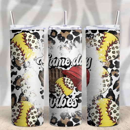 Game Day Vibes (softball) 20oz Skinny Tumbler Grape Vine Wholesale