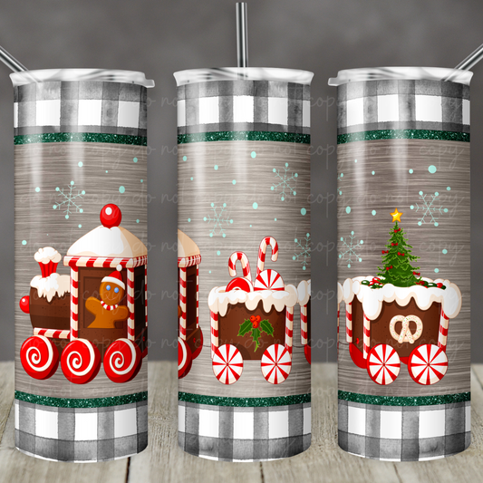 Gingerbread Train 20oz Skinny Tumbler Grape Vine Wholesale