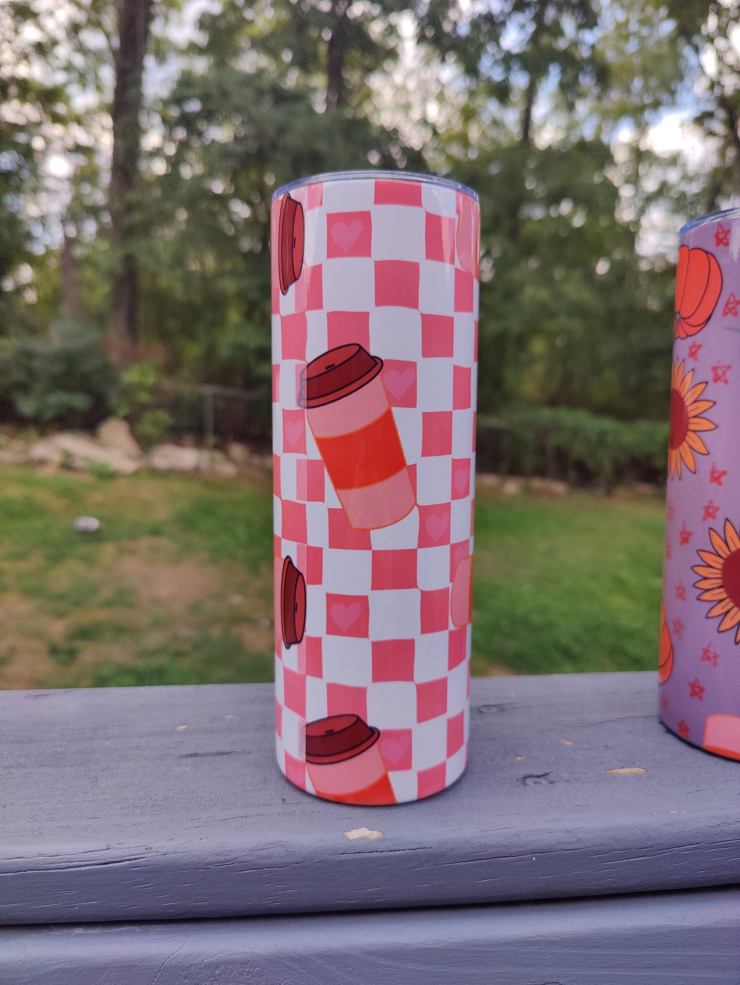 Gingham & Coffee 20oz Skinny Tumbler Grape Vine Wholesale