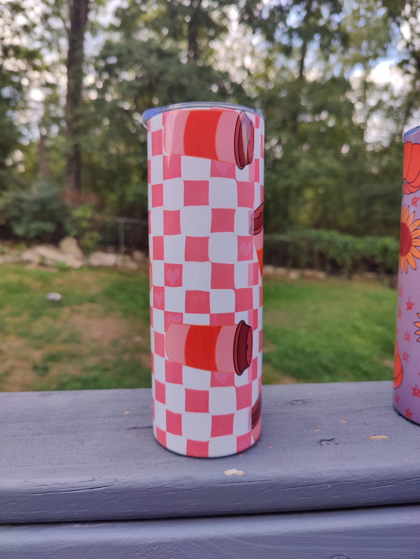 Gingham & Coffee 20oz Skinny Tumbler Grape Vine Wholesale