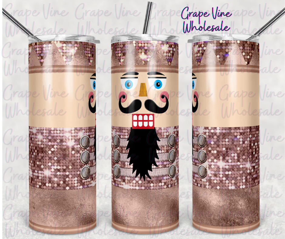 Glistening Rose Gold Nutcracker 20oz Skinny Tumbler Grape Vine Wholesale