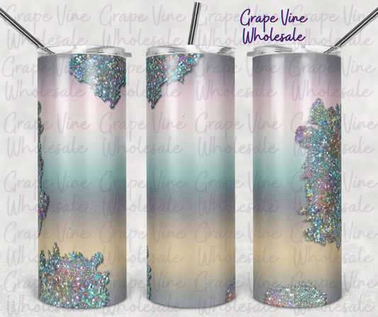 Glitter Burst Pastel Ombre 20oz Skinny Tumbler Grape Vine Wholesale