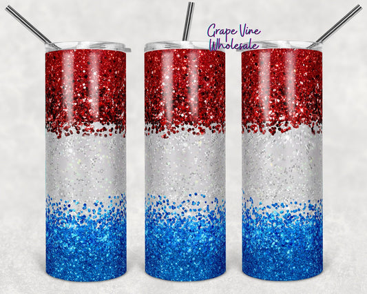 Glitter Bust 'Merica 20oz Skinny Tumbler Grape Vine Wholesale