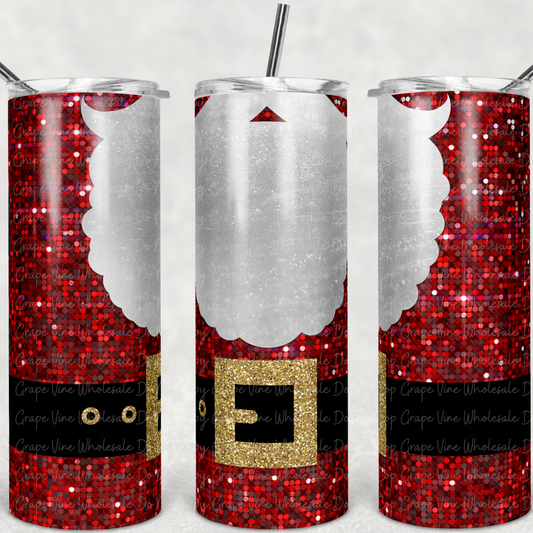 Glitter Santa  20oz Skinny Tumbler Grape Vine Wholesale