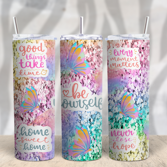 Glittery Affirmations 20oz Skinny Tumbler Grape Vine Wholesale