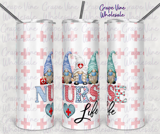 Gnome Nurse Life 20oz Skinny Tumbler Grape Vine Wholesale