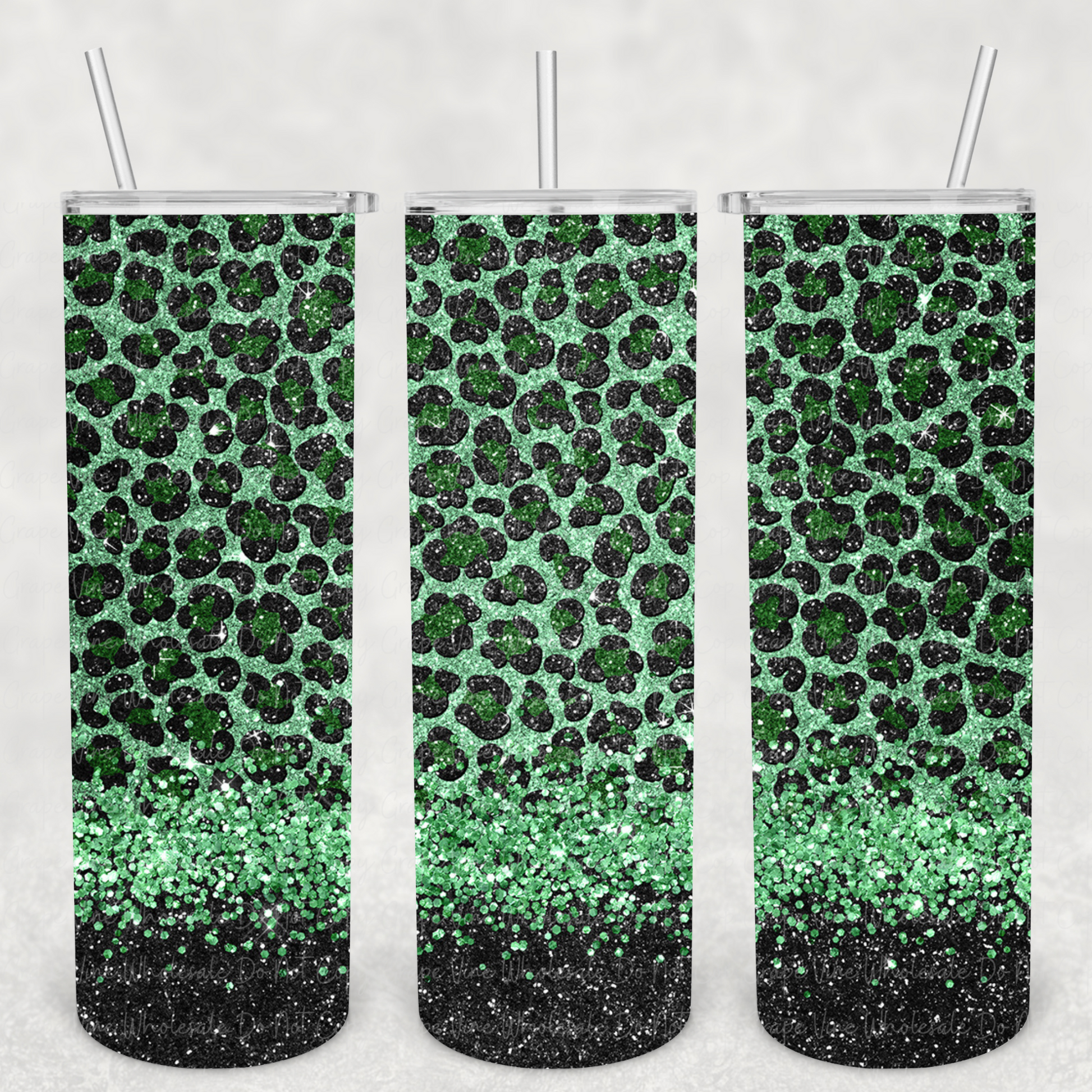 Green with Leopard Print 20oz Skinny Tumbler Grape Vine Wholesale