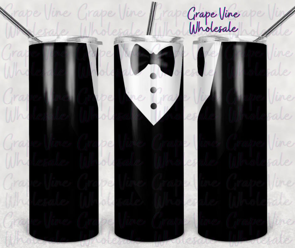 Grooms Tuxedo 20oz Skinny Tumbler Grape Vine Wholesale