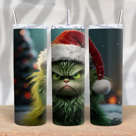 Grumpy Green Cat 20oz Skinny Tumbler Grape Vine Wholesale