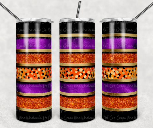 Halloween Stripes (candy corn) 20oz Skinny Tumbler Grape Vine Wholesale