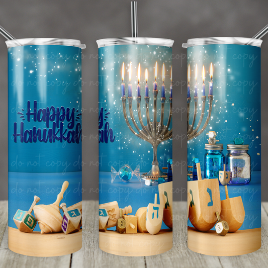 Happy Hanukkah 20oz Skinny Tumbler Grape Vine Wholesale