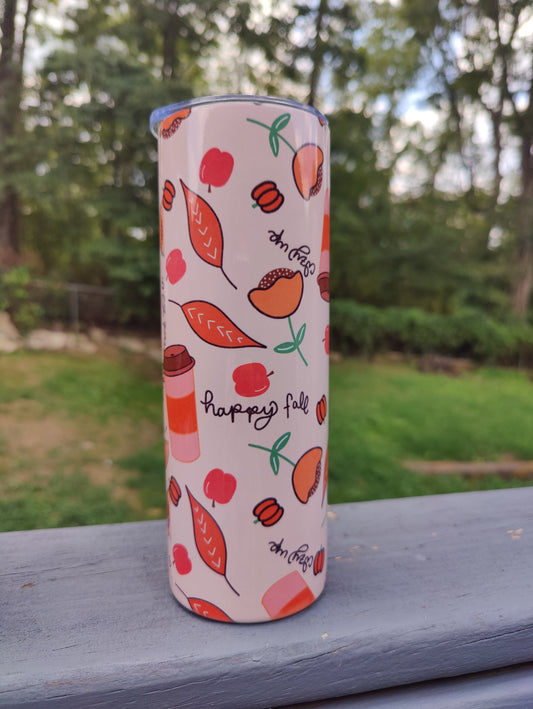 Hey Pumpkin, Happy Fall 20oz Skinny Tumbler Grape Vine Wholesale