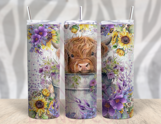 Highland Cow 20oz Skinny Tumbler Grape Vine Wholesale