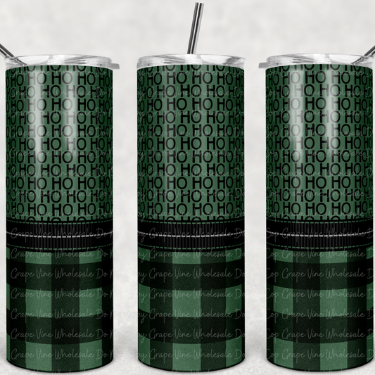 Ho Ho Ho Green Plaid  20oz Skinny Tumbler Grape Vine Wholesale