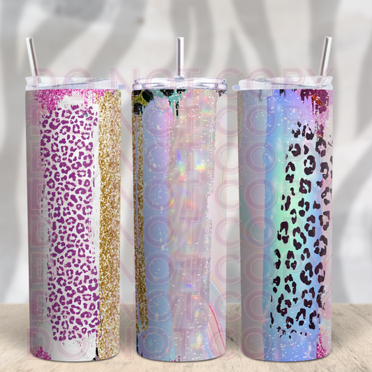 Holographic Glitter Leopard 20oz Skinny Tumbler Grape Vine Wholesale