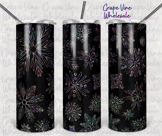 Holographic Snowflakes 20oz Skinny Tumbler Grape Vine Wholesale