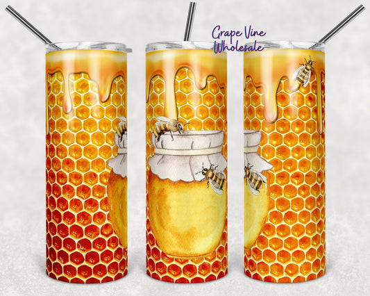 Honeybees on Honeycomb 20oz Skinny Tumbler Grape Vine Wholesale