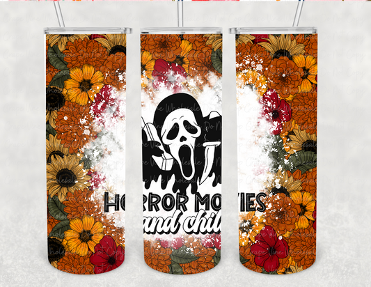 Horror Movies and Chill - fall colors- 20oz Skinny Tumbler Grape Vine Wholesale