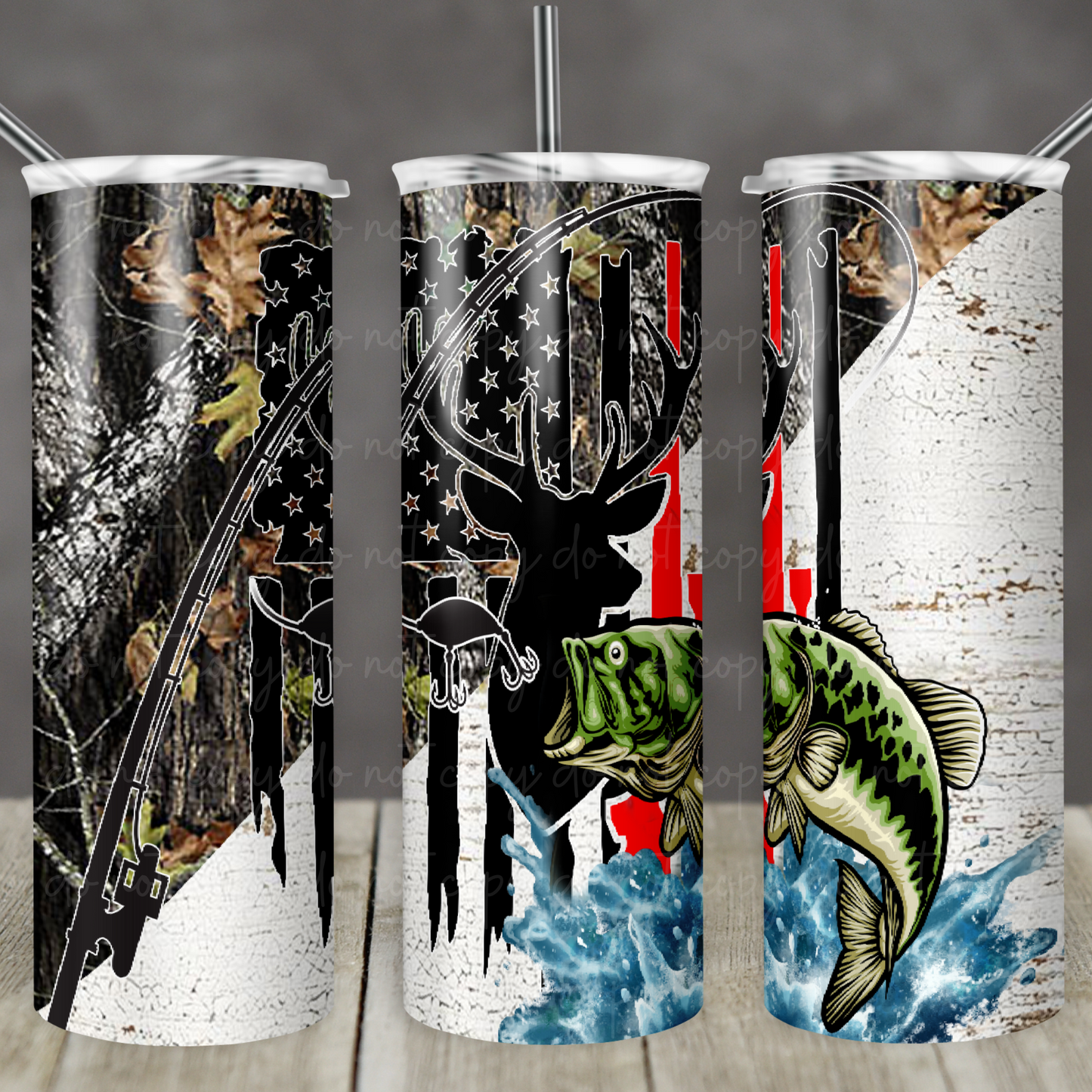 Hunting and Fishing Flag 20oz Skinny Tumbler Grape Vine Wholesale