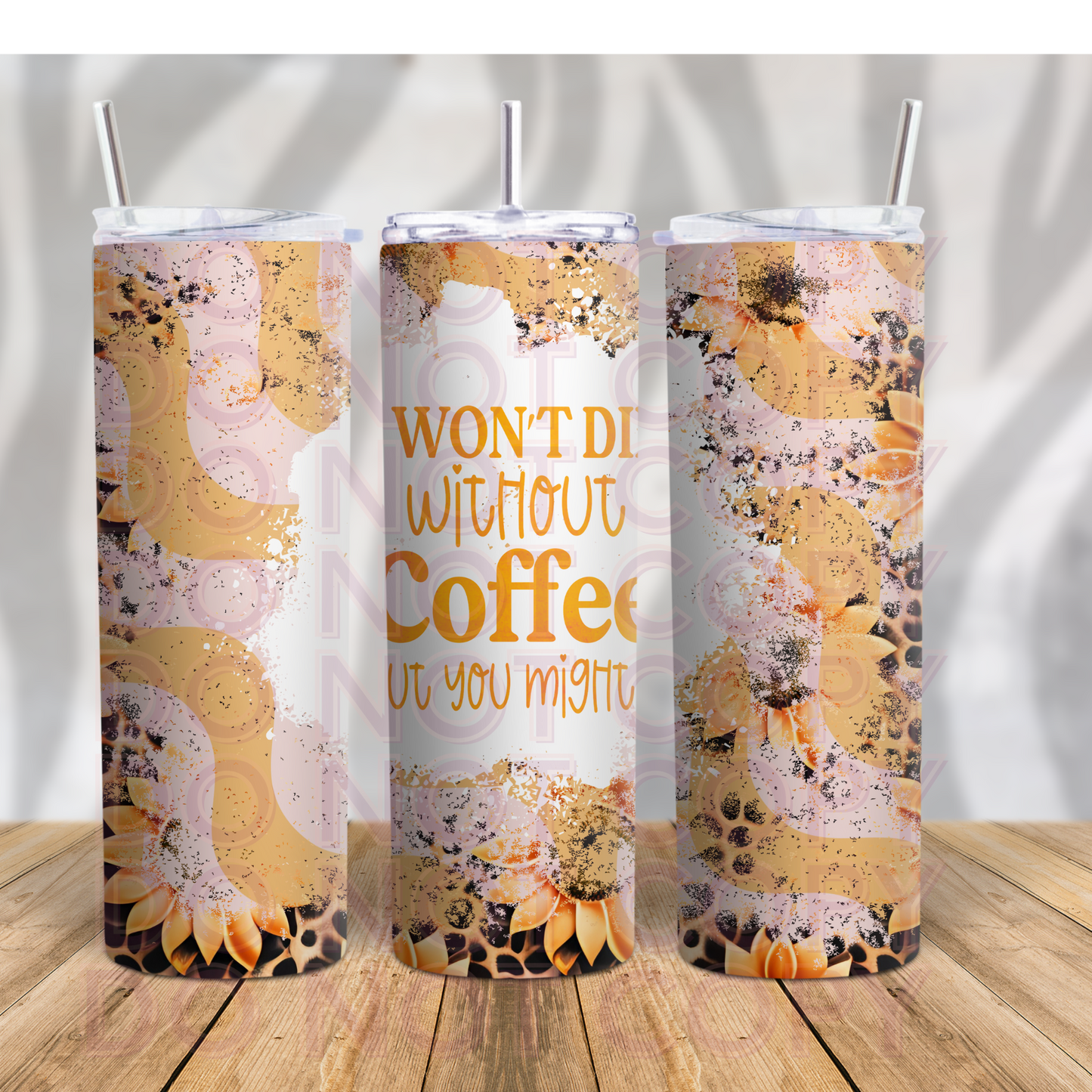 I won't die without coffee 20oz Skinny Tumbler Grape Vine Wholesale