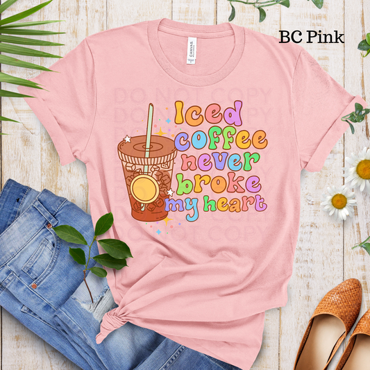 Iced Coffee Never Broke My Heart Short Sleeve Tee Grape Vine Wholesale