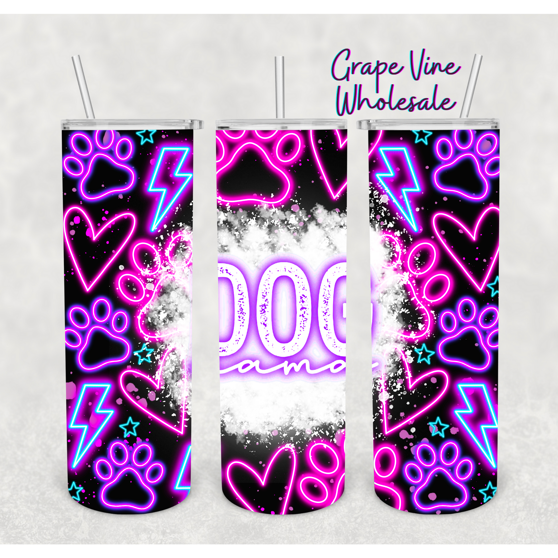 In The Neon Dog Mama 20oz Skinny Tumbler Grape Vine Wholesale