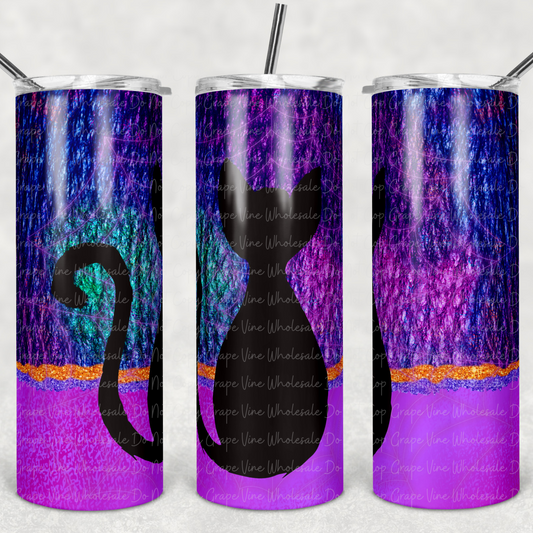 Iridescent Black Cat 20oz Skinny Tumbler Grape Vine Wholesale