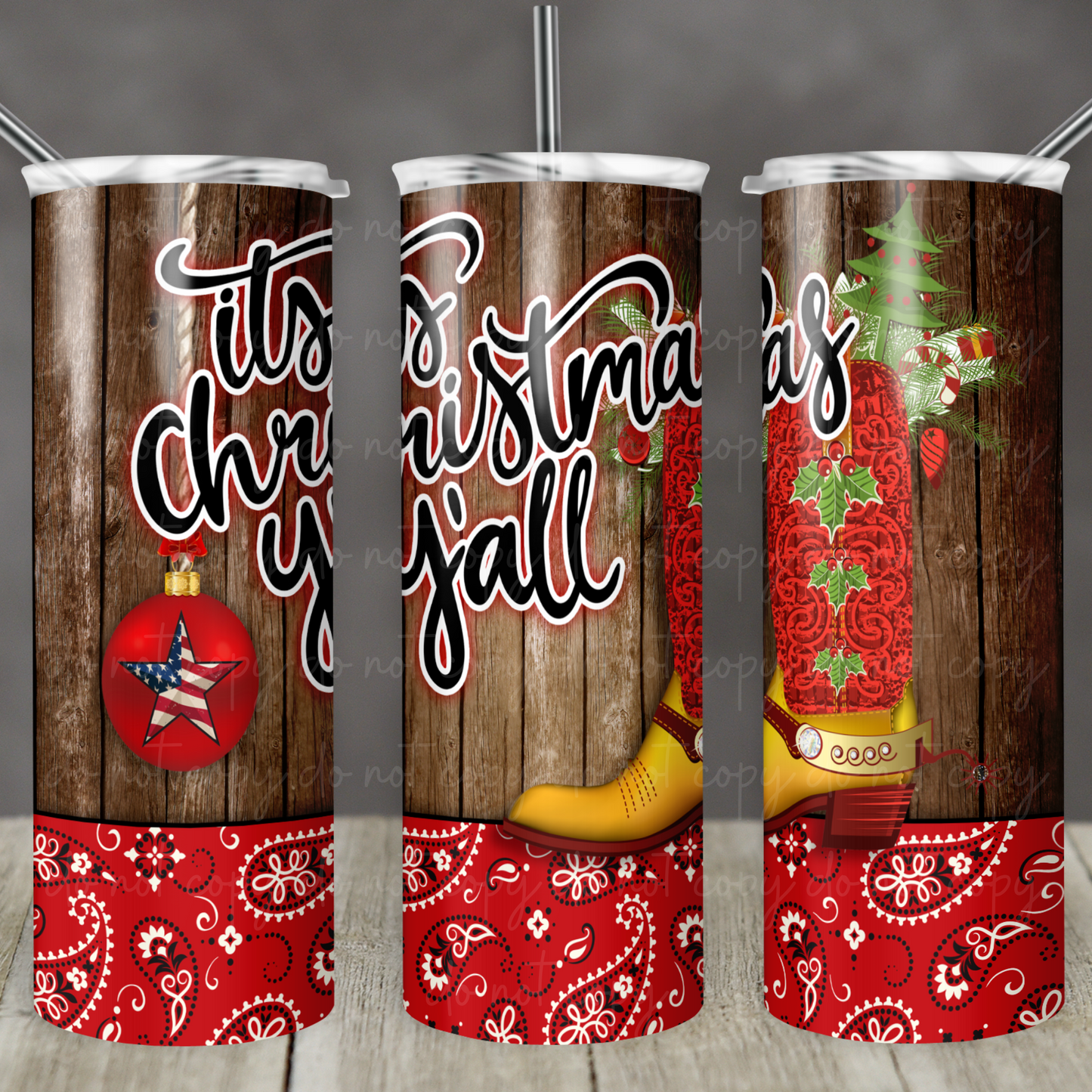 Its Christmas Y'all  20oz Skinny Tumbler Grape Vine Wholesale