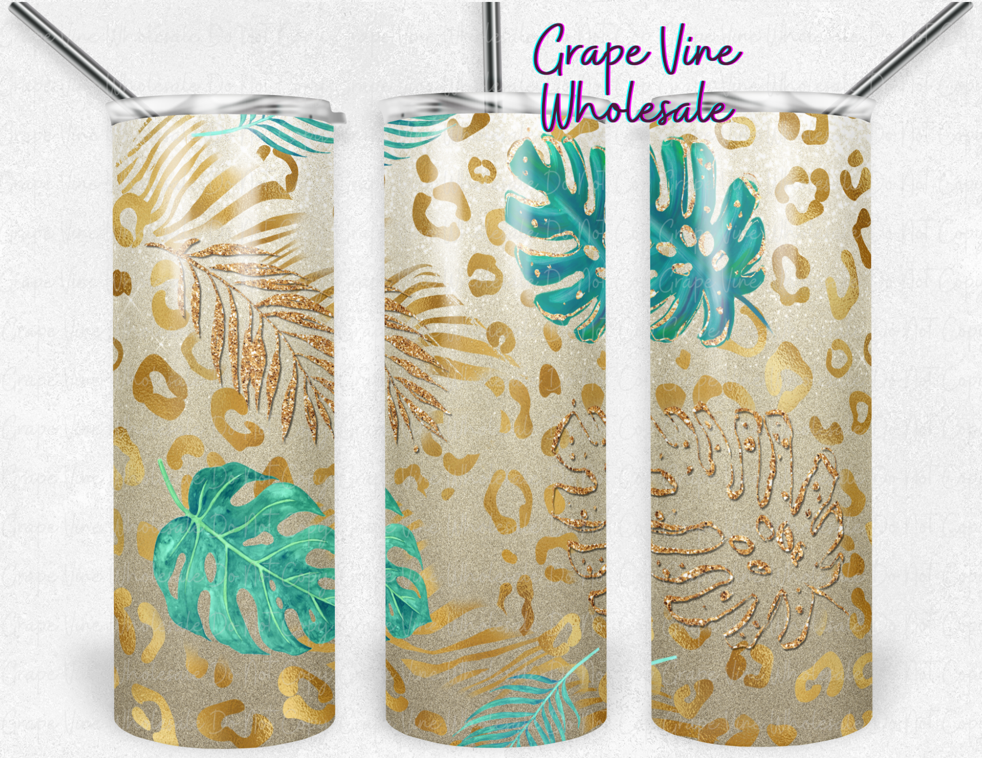 Jungle Safari Monstera 20oz Skinny Tumbler Grape Vine Wholesale