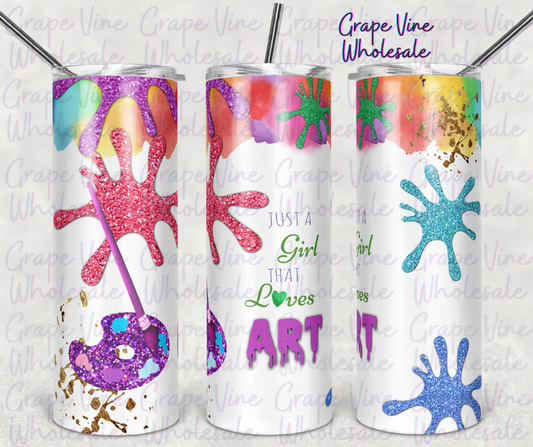 Just A Girl That Loves Art 20oz Skinny Tumbler Grape Vine Wholesale