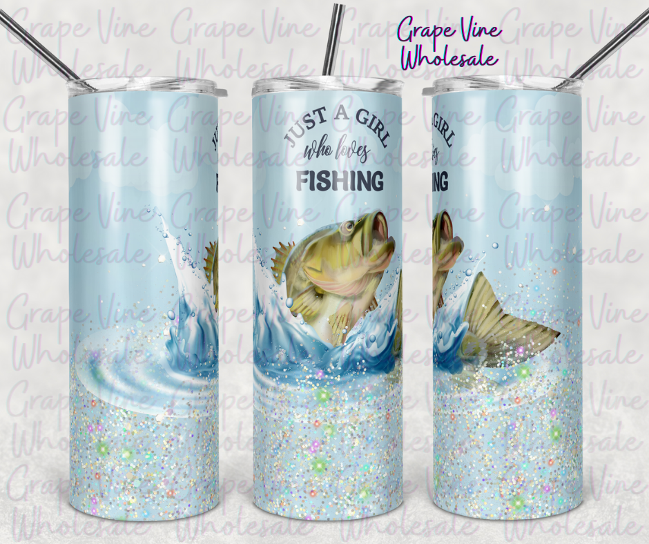 Just A Girl Who Loves Fishing 20oz Skinny Tumbler Grape Vine Wholesale