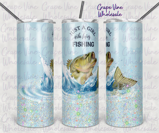 Just A Girl Who Loves Fishing 20oz Skinny Tumbler Grape Vine Wholesale