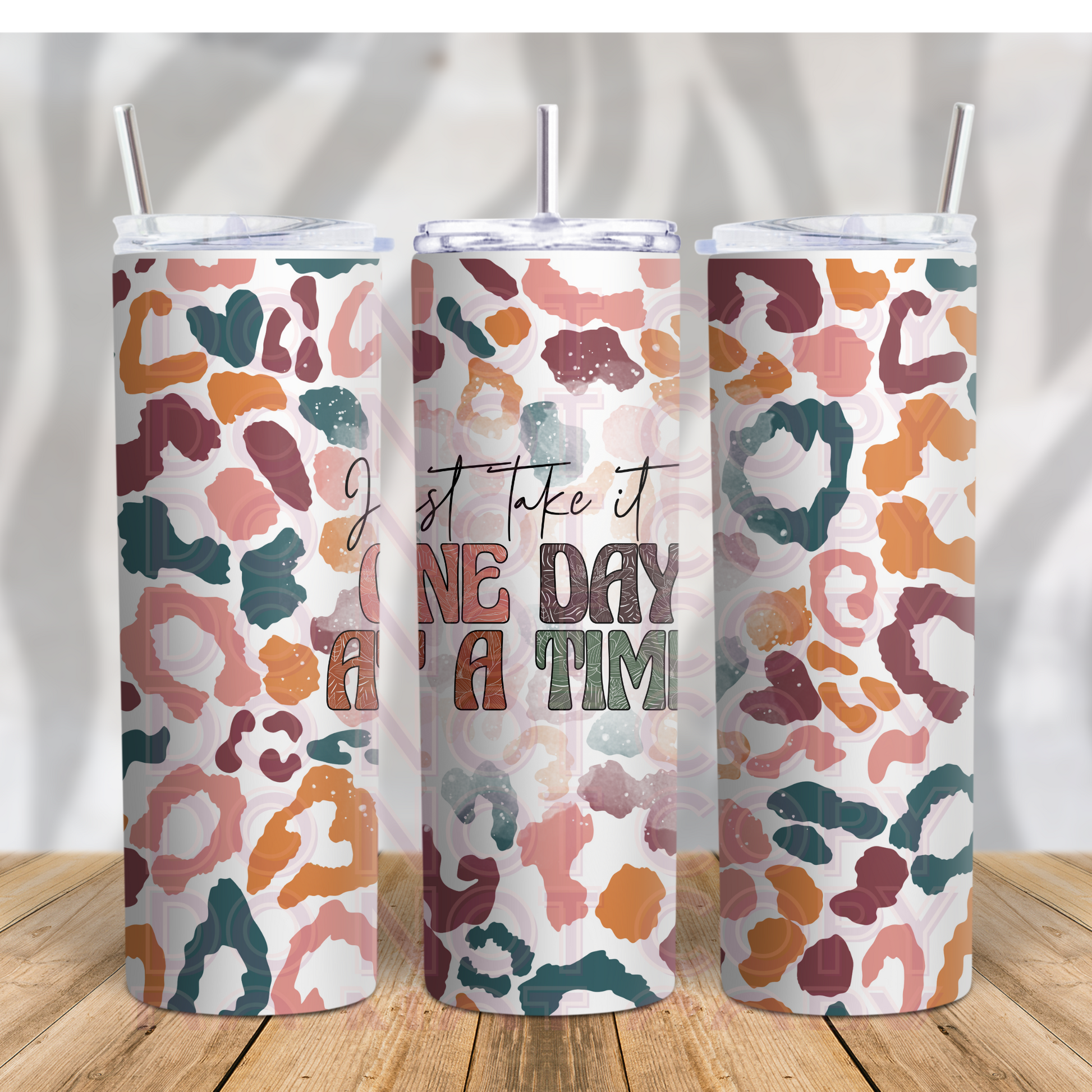 Just Take it One Day at a Time 20oz Skinny Tumbler Grape Vine Wholesale